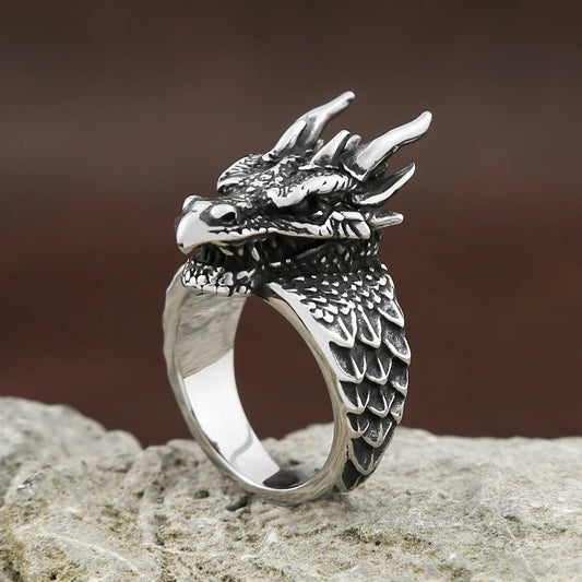 Vintage Nordic Dragon Ring