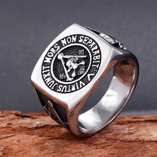 Knights Templar Freemason Skull Ring