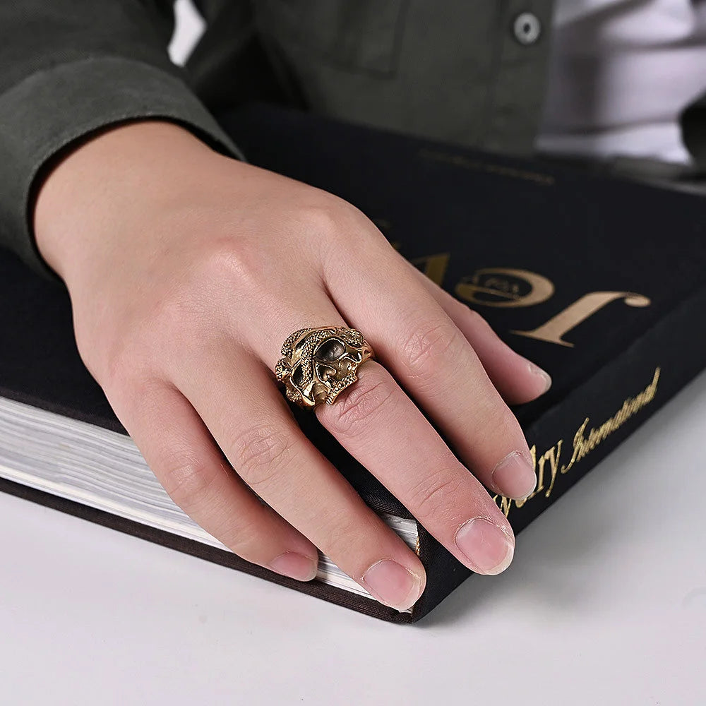Gothic Skull Snake Ring