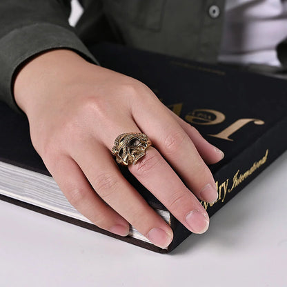 Gothic Skull Snake Ring