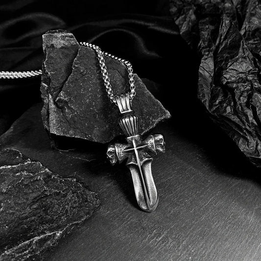 Skull Sword Pendant Necklace