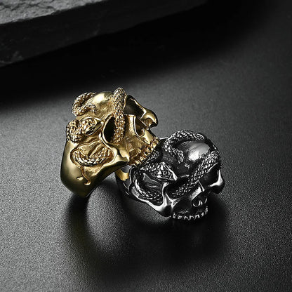 Gothic Skull Snake Ring