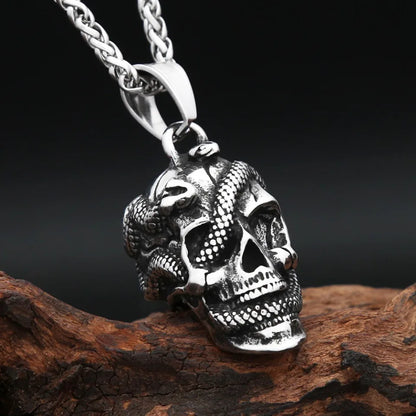 Snake Skull Biker Necklace