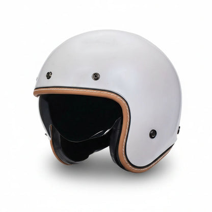 White helmet with brown accents on a white background