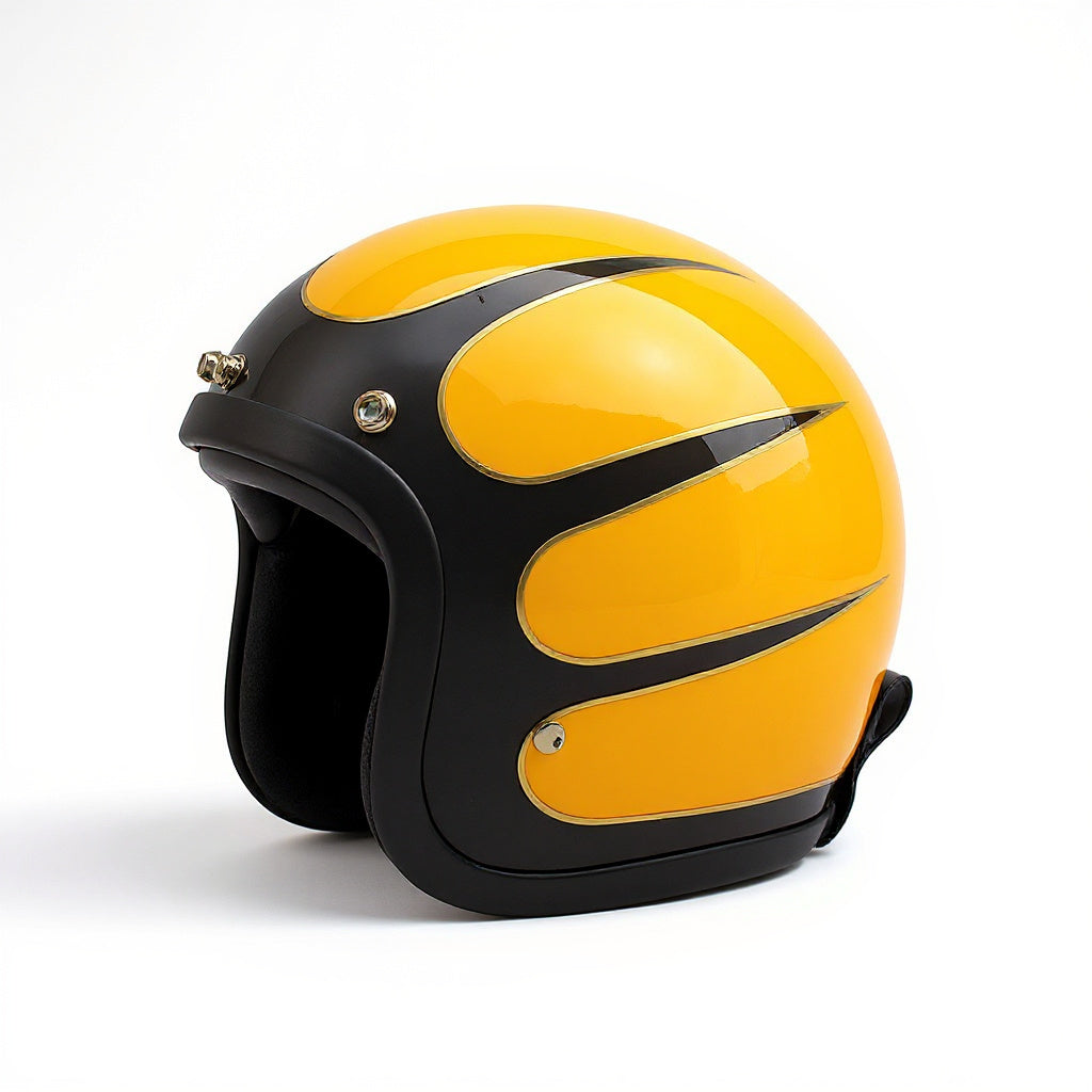 Yellow and black helmet on a white background