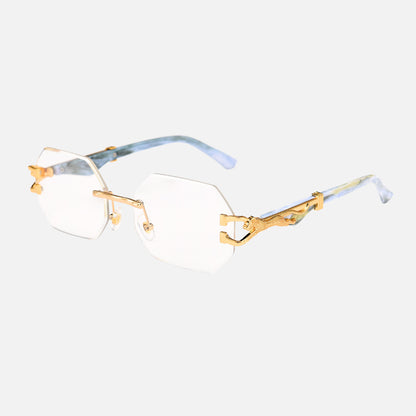 Hexagon Rimless Steampunk Sunglasses