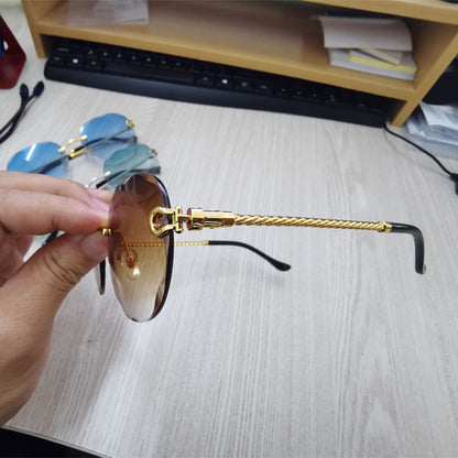Elegant Retro Rimless Sunglasses with Gradient Lenses