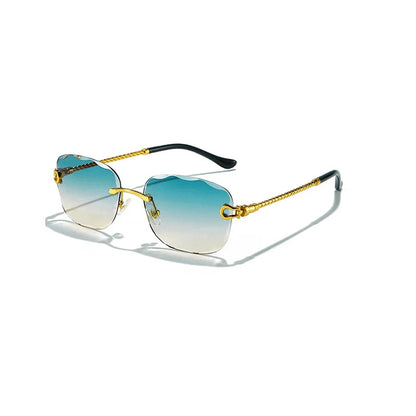 Elegant Retro Rimless Sunglasses with Gradient Lenses
