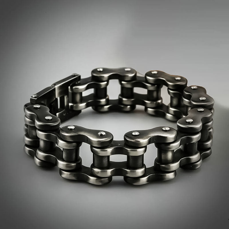 Rugged Black Motorcycle Chain Bracelet